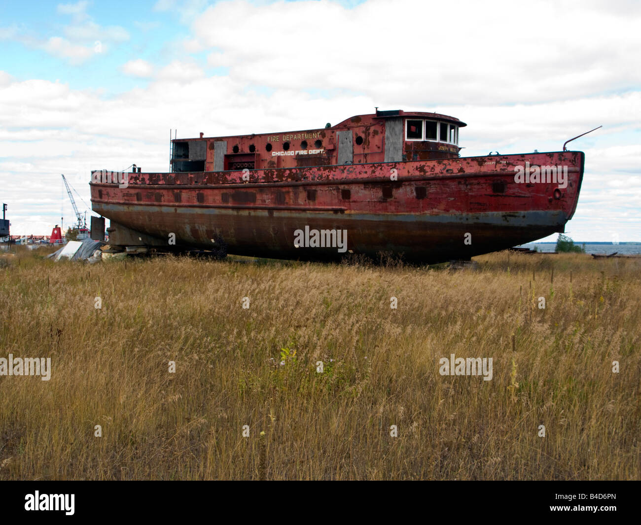 Verfallene Chicago Feuer Boot Stockfoto