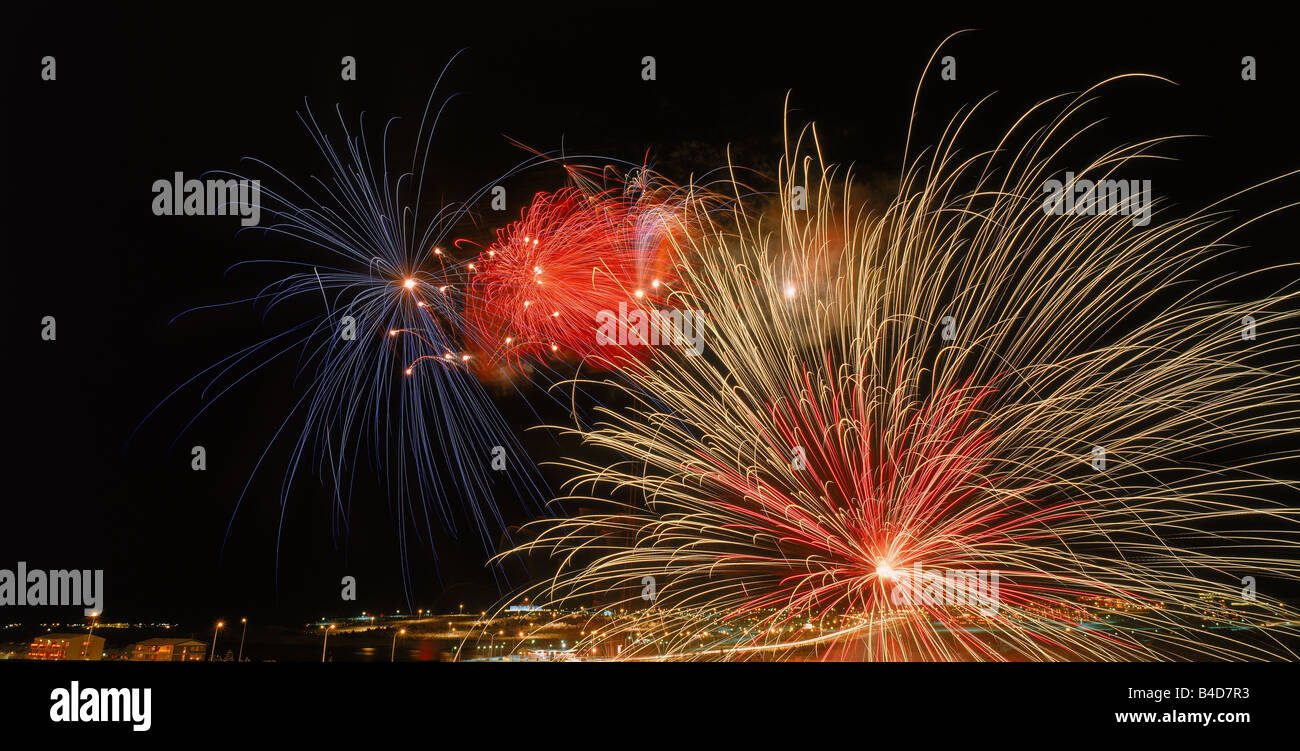 Feuerwerk Silvester, Reykjavik, Island Stockfoto