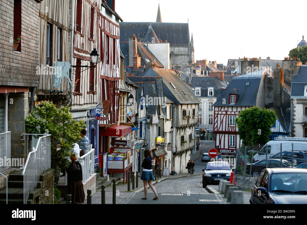 Juli 2008 - Fachwerkhäusern in der Altstadt von Vannes Brittany France Stockfoto