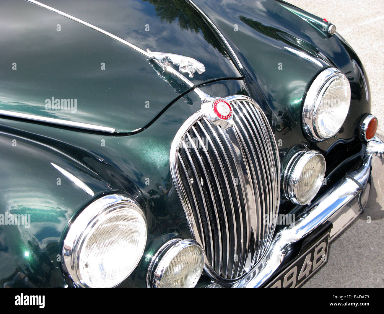 vorderen Ende des klassischen Jaguar Jaguar Auto Stockfoto