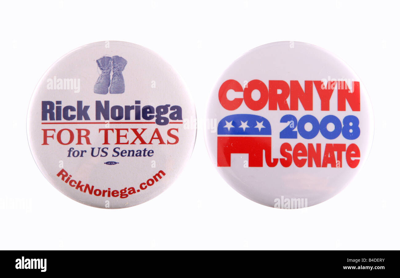 Studioaufnahme des Wahlkampfs verwendeten Tasten für John Cornyn und Rick Noriega während ihrer Kampagnen im Jahr 2008 Stockfoto