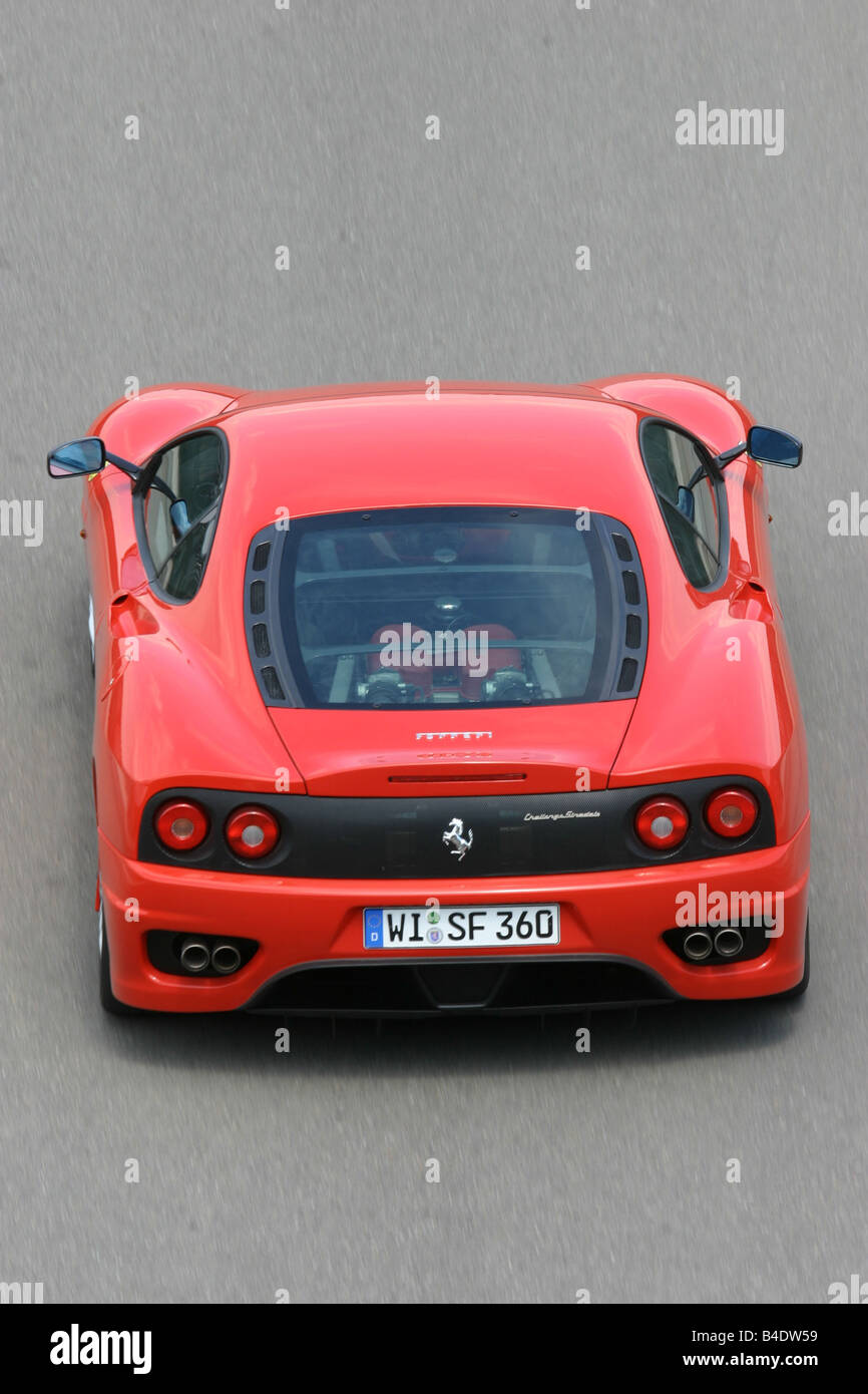 Auto, Ferrari 360 Challenge Stradale, Roadster, Coupé/Coupe, rot, stehend, Wahrung, diagonal von oben, Ansicht von hinten Stockfoto