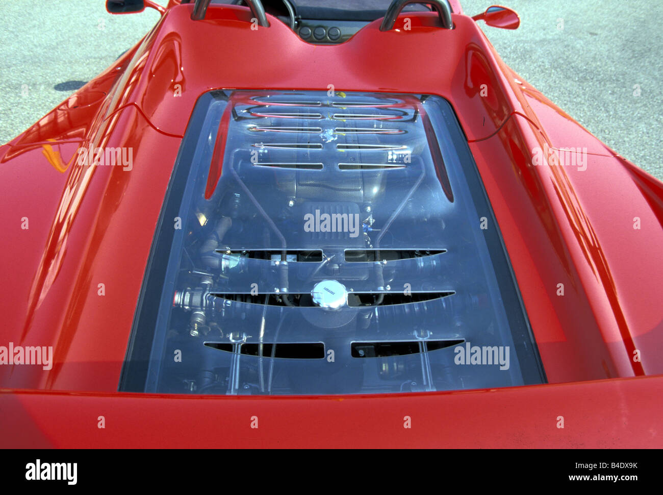Auto, Ferrari F50, Modell Jahr 1995-2002, rot, Roadster, Cabrio, Zweisitzer, Anzeigen im Motorraum, Technik/Zubehör Stockfoto