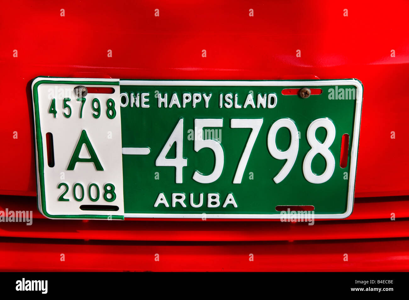 West Indies Aruba Nummer Platte eine glückliche Insel Stockfoto