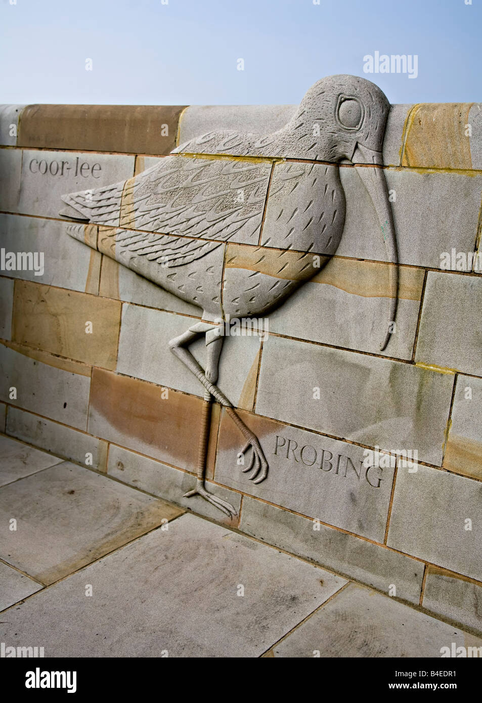 Skulptur Vogel Wand Teil des Projektes siehe Morecambe Lancashire England UK Stockfoto