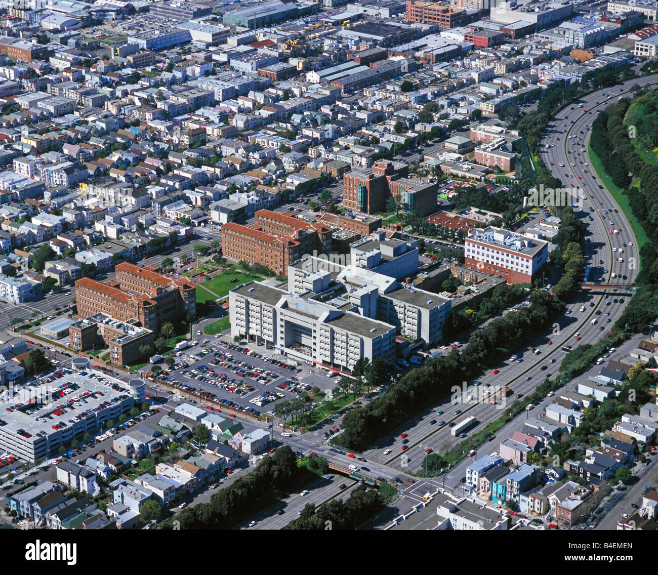 Antenne über San Francisco General Hospital Stockfoto