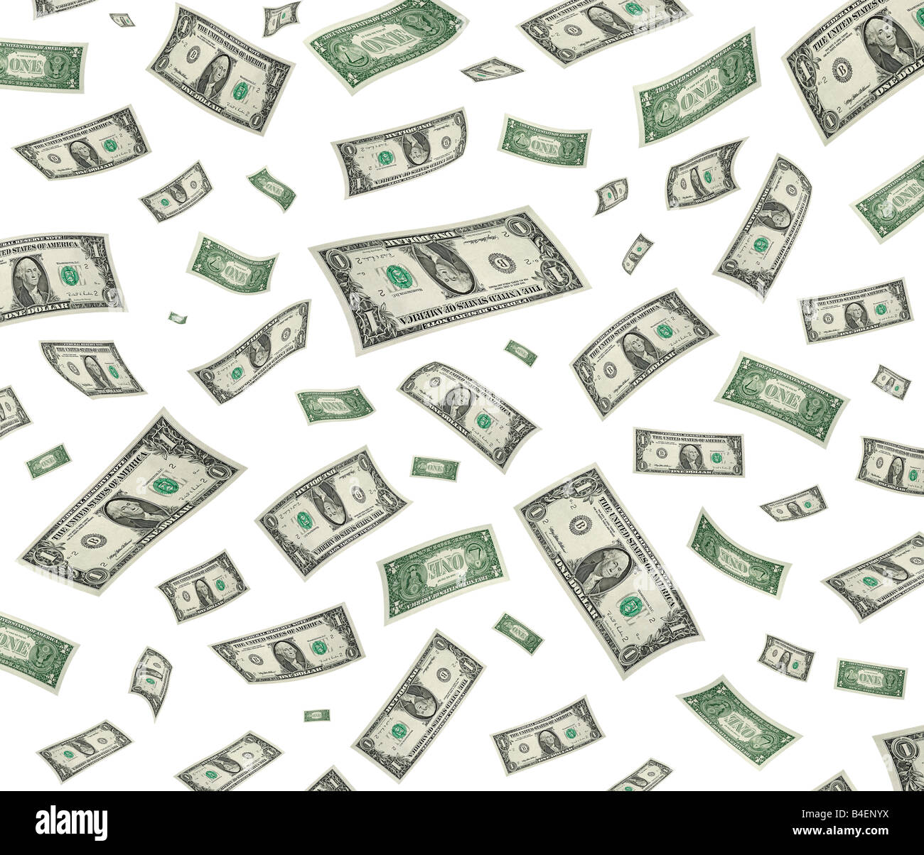 Dollar-scheine fallen durch die Luft Stockfoto