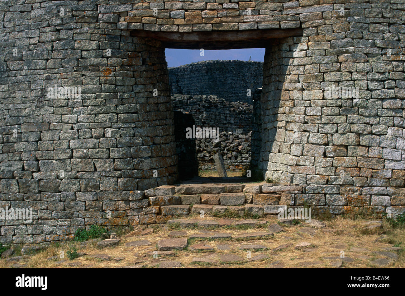 Die Great Zimbabwe Ruinen von Stein Strukturen. Simbabwe. Stockfoto