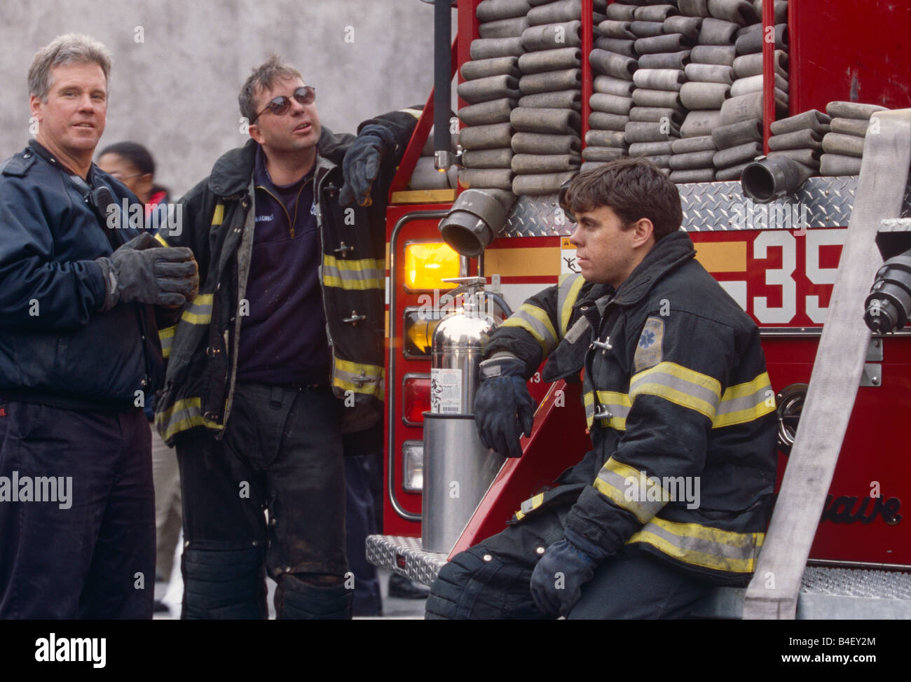 FDNY Feuerwehr im Einsatz in New York City, USA. Stockfoto