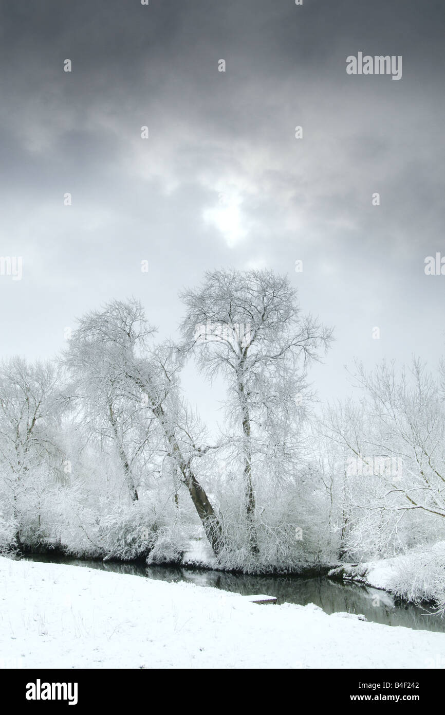 verschneite Winterlandschaft Stockfoto