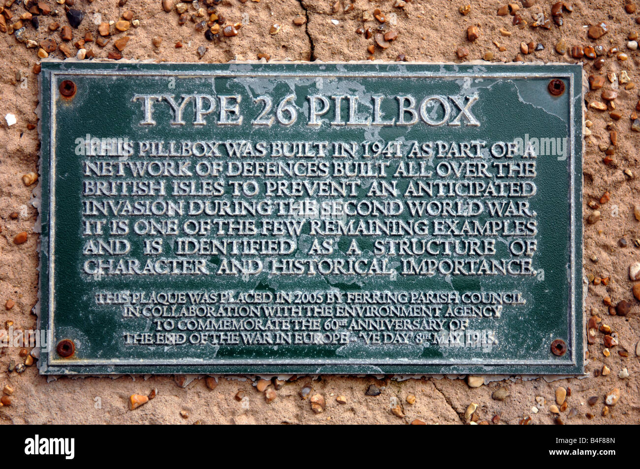 Ein Weltkrieg 2 Typ 26 Pillbox Baujahr 1941 bei Ferring in West Sussex Stockfoto