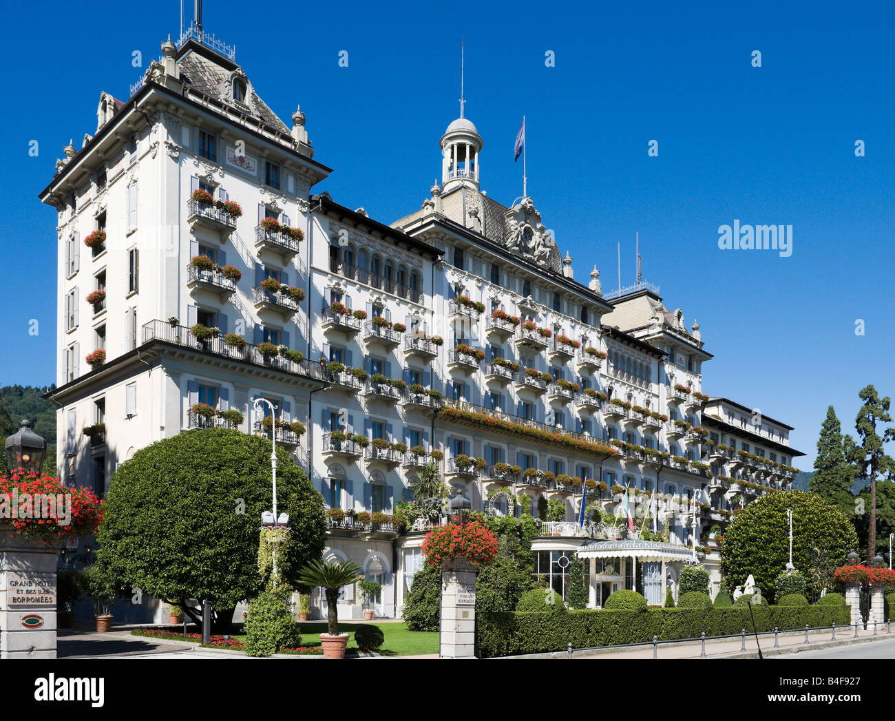 Grand Hotel des Iles Borromees (eine Einstellung für Hemingways Farewell to Arms), Stresa, Lago Maggiore, Italien Stockfoto