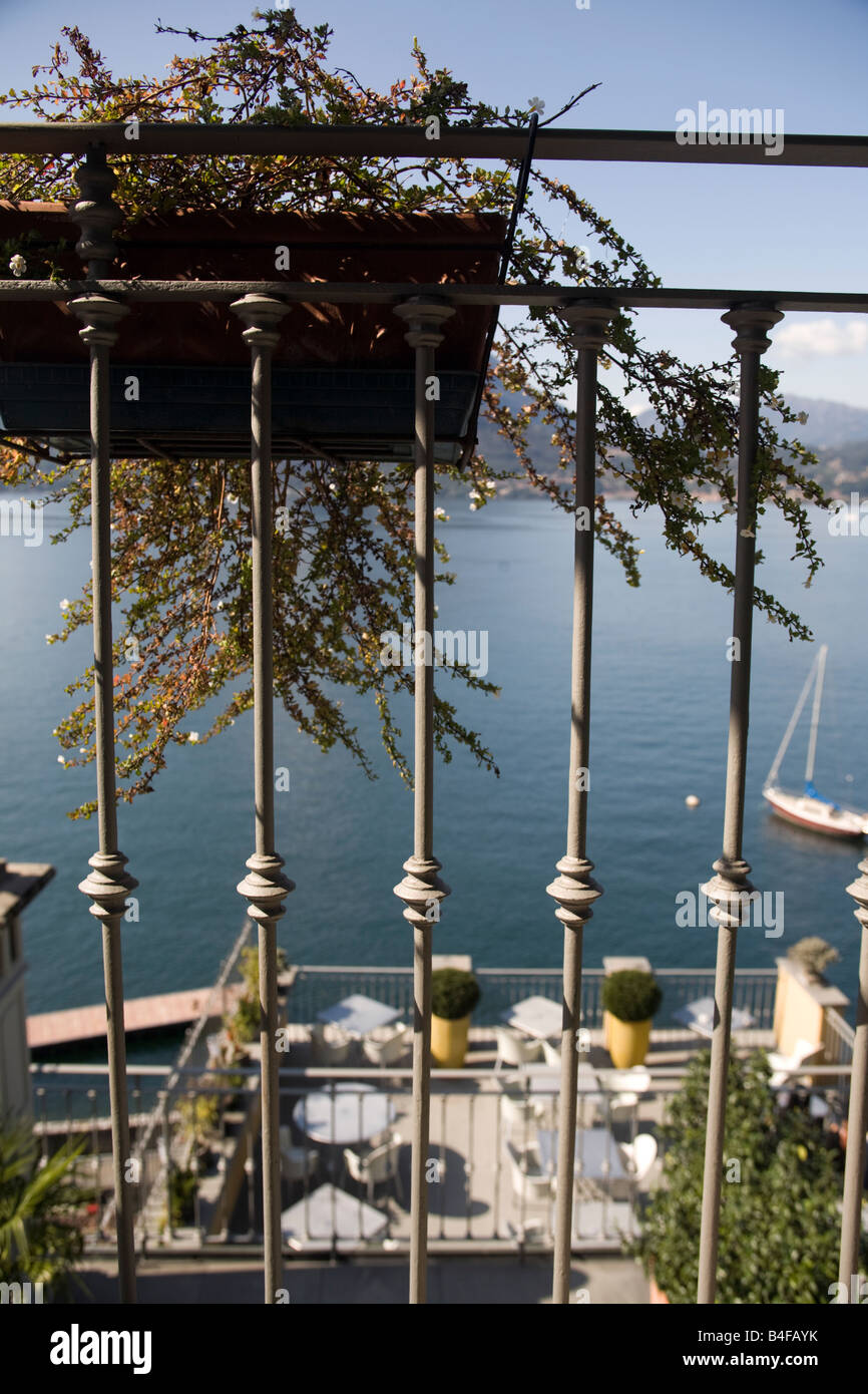 Terrasse am See. Hotel Milano, Varenna, Italien Stockfoto