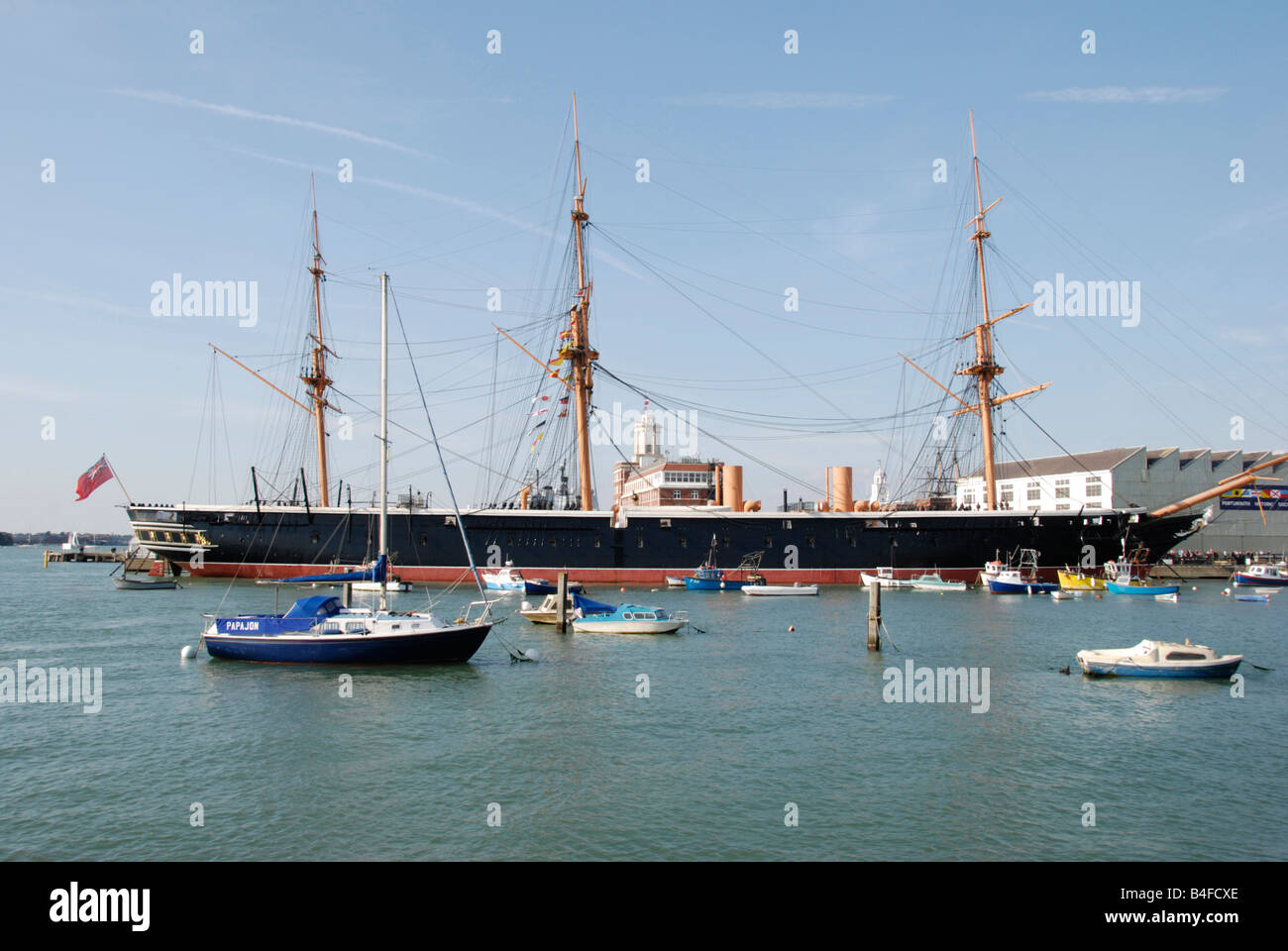 H M S Krieger Kriegsschiff 1860 erbaute Portsmouth Harbour in Hampshire
