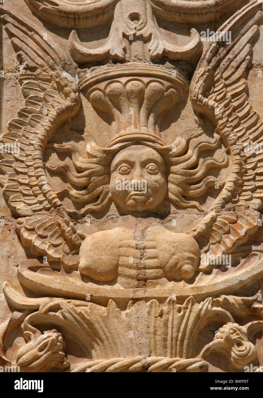 Sand Stein manuelinischen Motiv auf zwei Etagen Kloster Mosteiro Dos Jeronimos Stockfoto