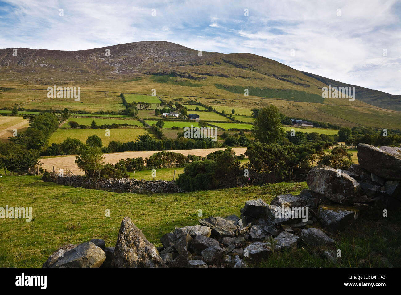 Typisch Ländliches Motiv und abgelegenen Farm in den Mourne Mountains nahe Bryansford, County Down, Nordirland Stockfoto