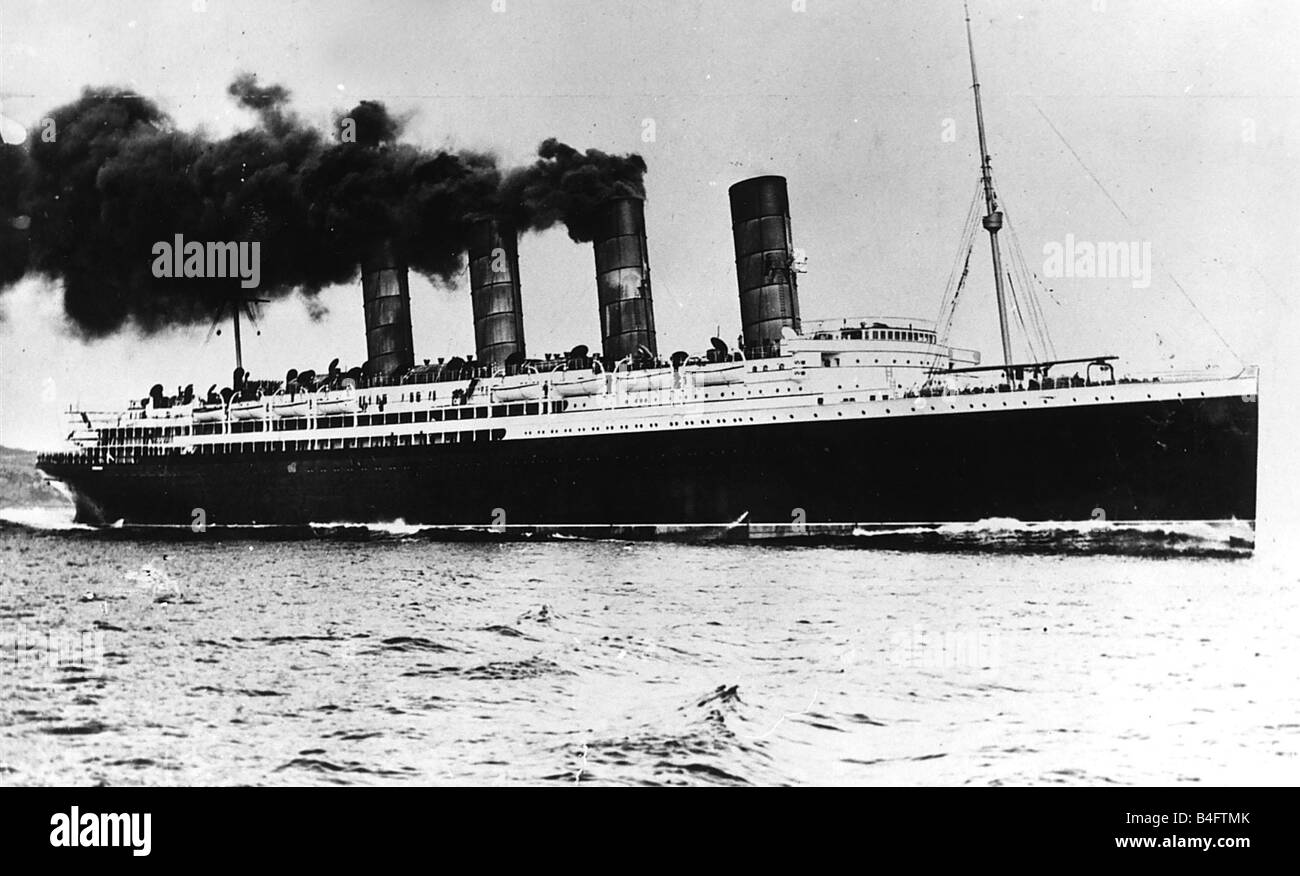 Der Liner Lusitania am 7. Mai 1915 im ersten Weltkrieg vor Old Head of Kinsale irischen 1 198 Leben torpediert gingen verloren Stockfoto