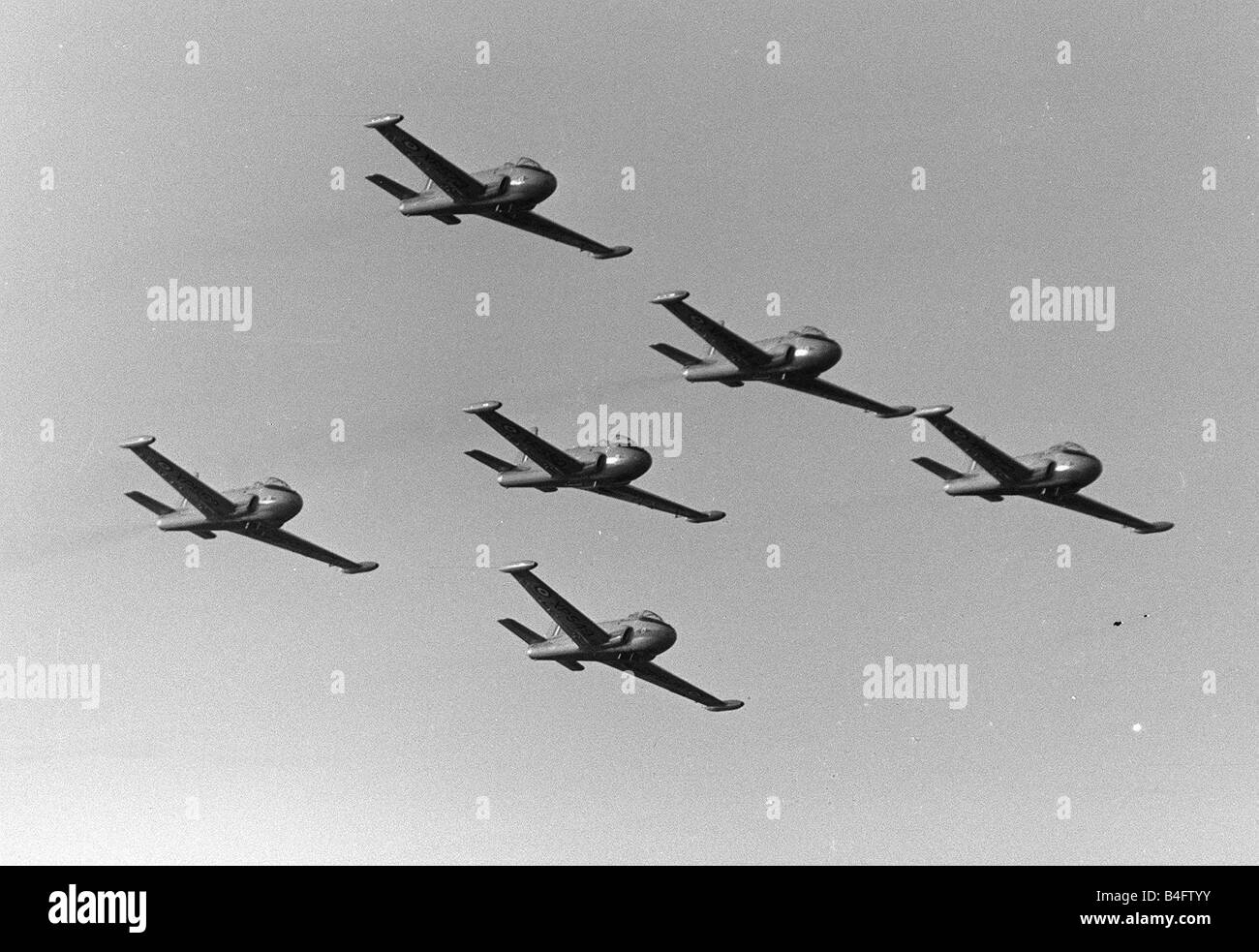 Flugzeug Jet Provost Trainer im Formationsflug auf der SBAC Farnborough Air Show im September 1962 Stockfoto