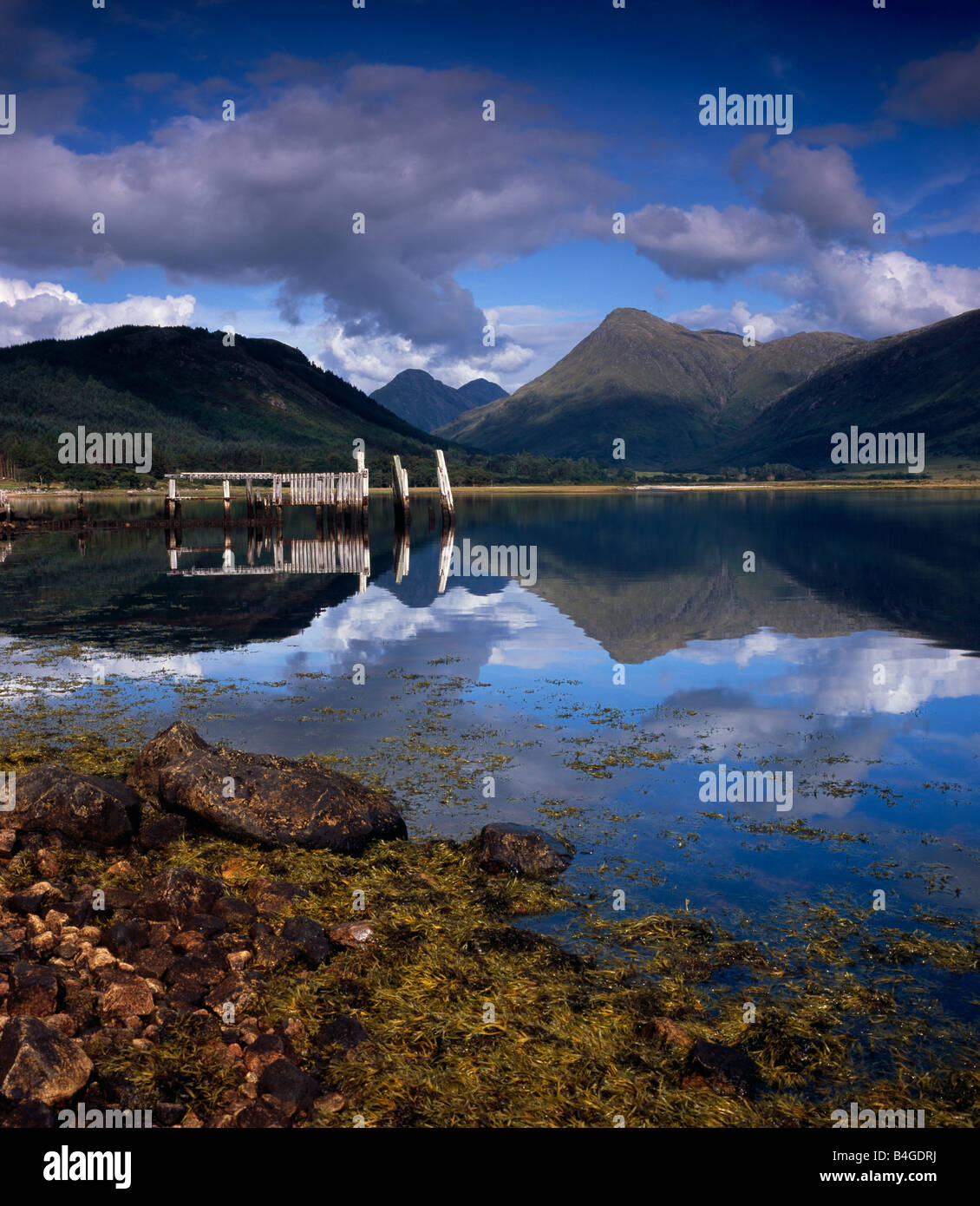 Die Berge, Buchaille Etive Mor und Buchaille Etive Beag, Lochaber, Highland, Schottland, Loch Etive und Glen Etive Stockfoto