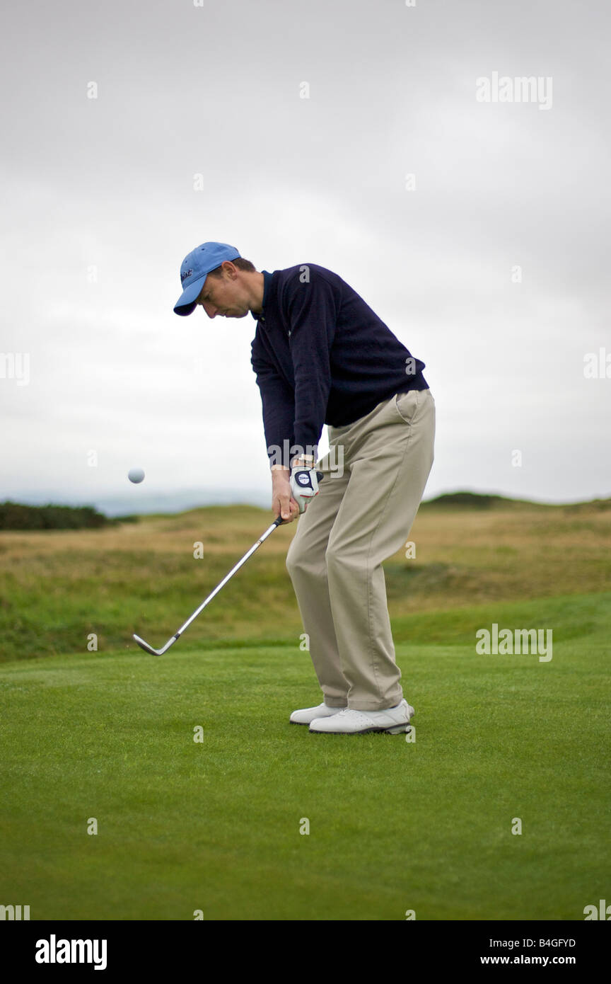 Profi-Golfer pitching eine Kugel (Bestandteil einer Serie) Stockfoto