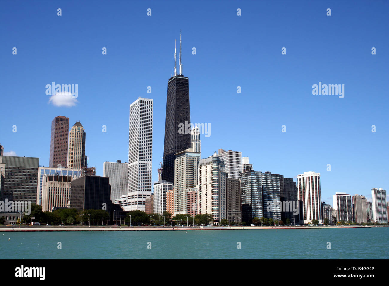 Skyline von Chicago einschließlich John Hancock Center Stockfoto