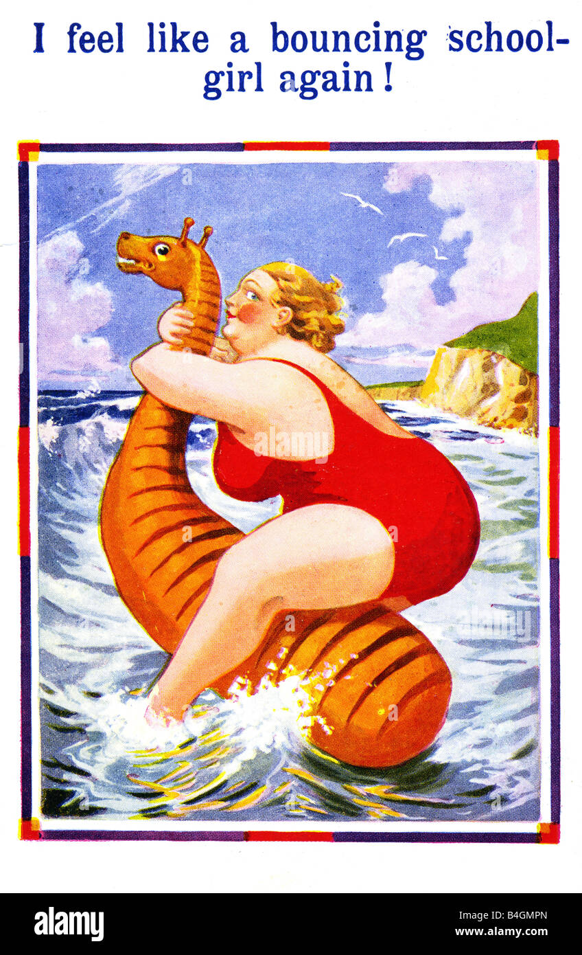 Alte Vintage X L Serie britischer Kunstwerke Comic Ansichtskarte von unbekannten Künstler veröffentlicht 1949 für nur zur redaktionellen Nutzung Stockfoto