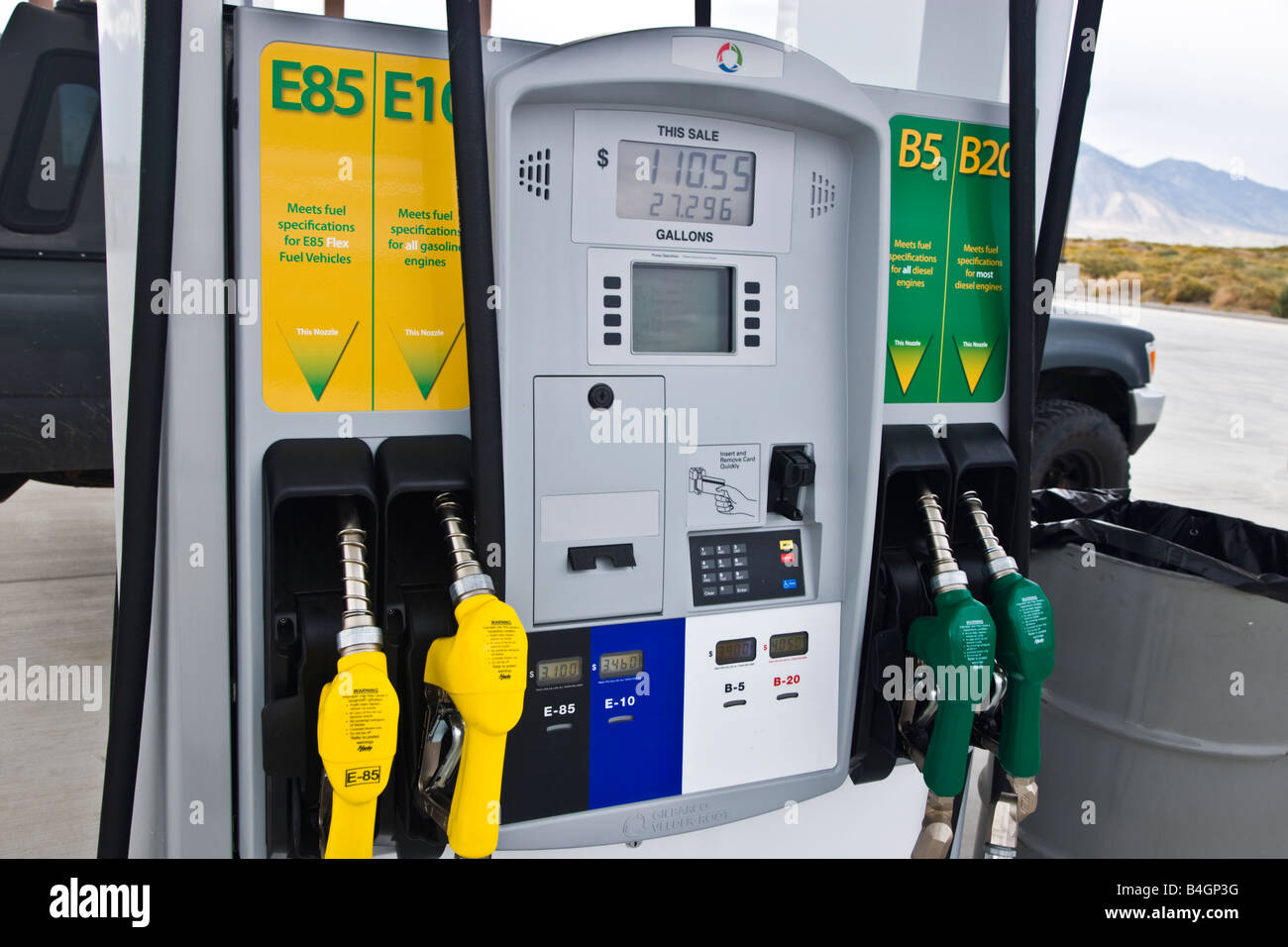 Bio Brennstoffe Pumpen an Tankstelle. Stockfoto