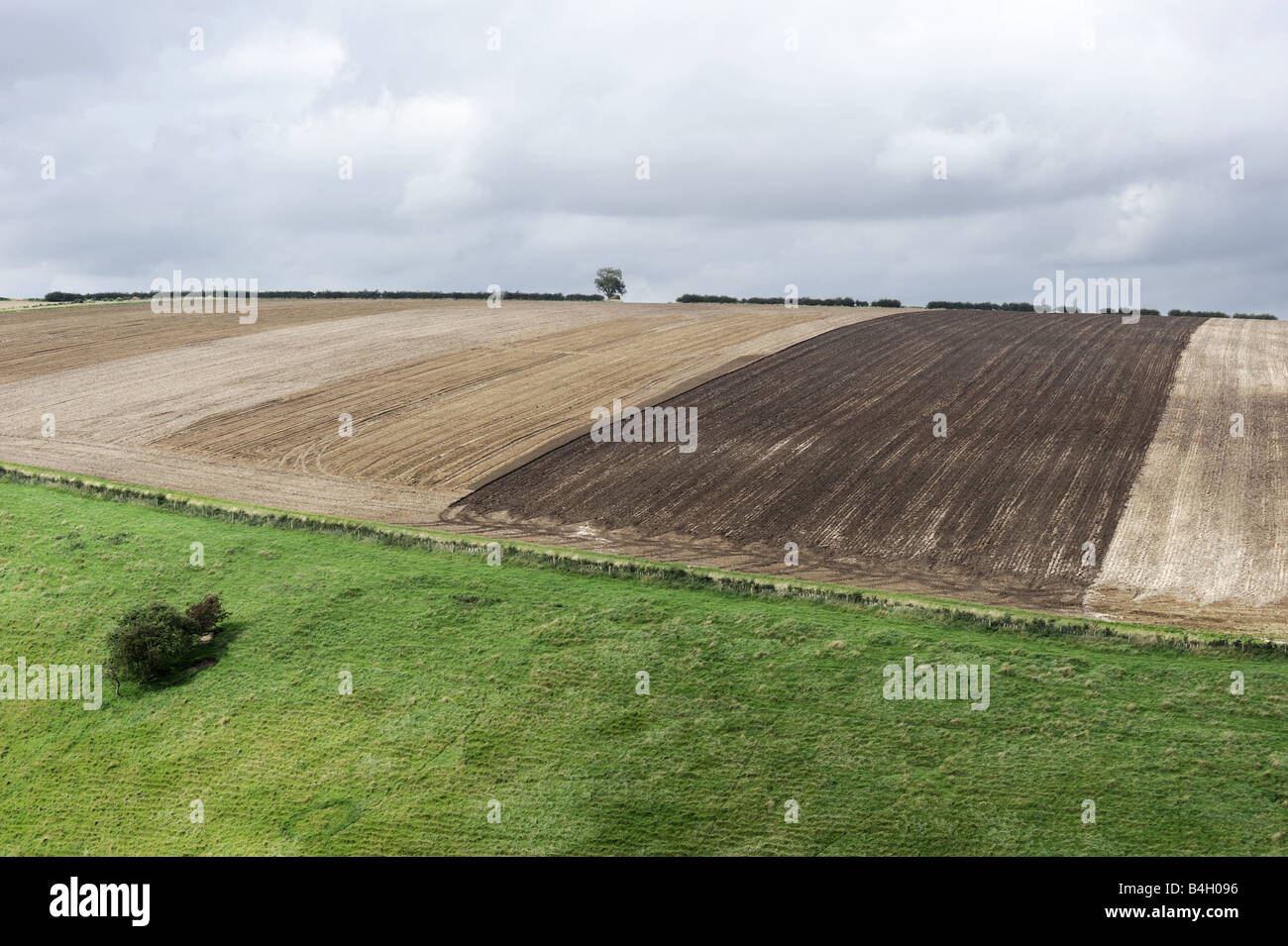 Gepflügte Ackerland bei Horse Dale auf die Yorkshire Wolds, in der Nähe von Fridaythorpe, UK Stockfoto