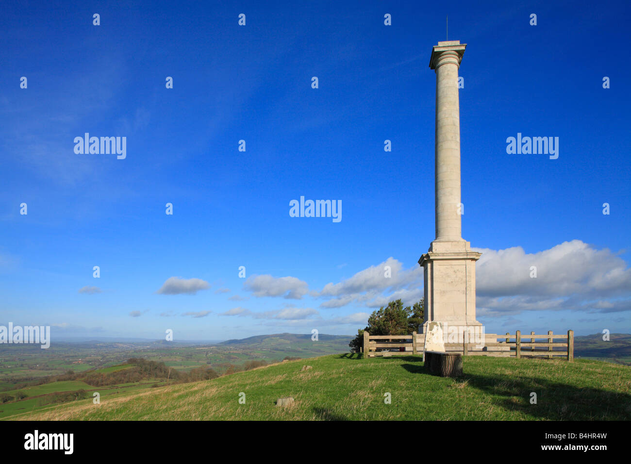 Das Montgomeryshire Kriegerdenkmal. Auf Stadt Hügel oberhalb von Montgomery, Powys, Wales. Stockfoto