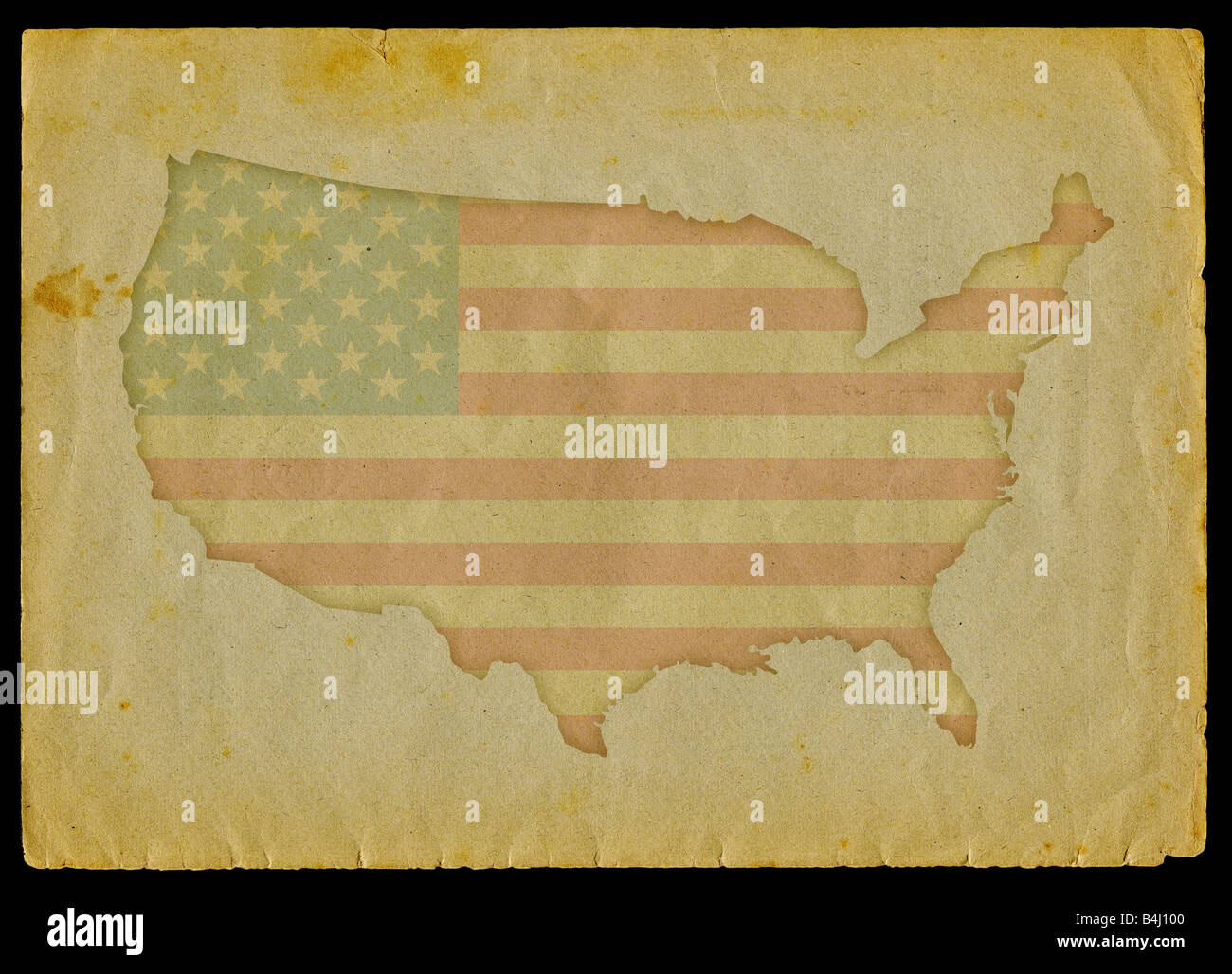 Karte der USA auf altes Papier Stockfoto