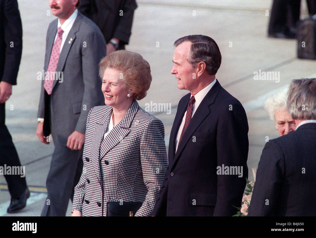 George Bush und Margaret Thatcher in Runde Juni 1989 Stockfoto