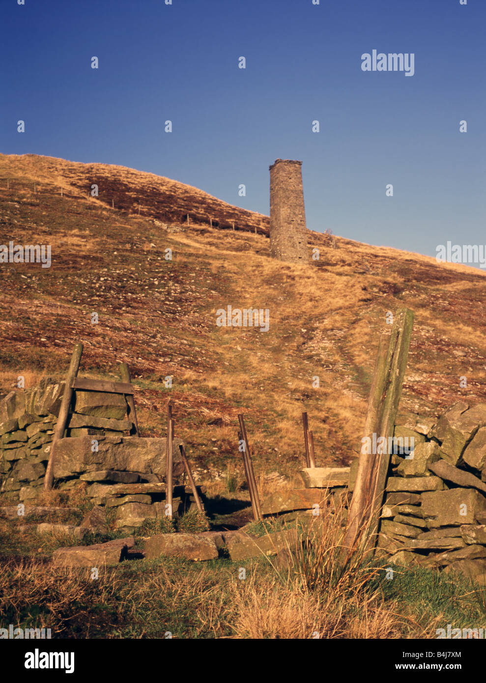 Lüftungsturm im Vereinigten Königreich Peak District Stockfoto