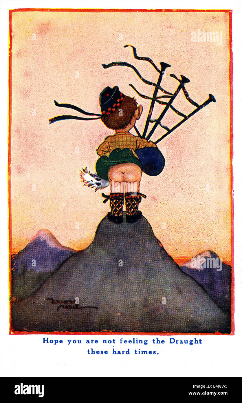 Britischer Kunstwerke ausgestellt Ansichtskarte eines jungen mit Kilt Künstlers Ernest Noble im zweiten Weltkrieg für nur zur redaktionellen Nutzung Stockfoto