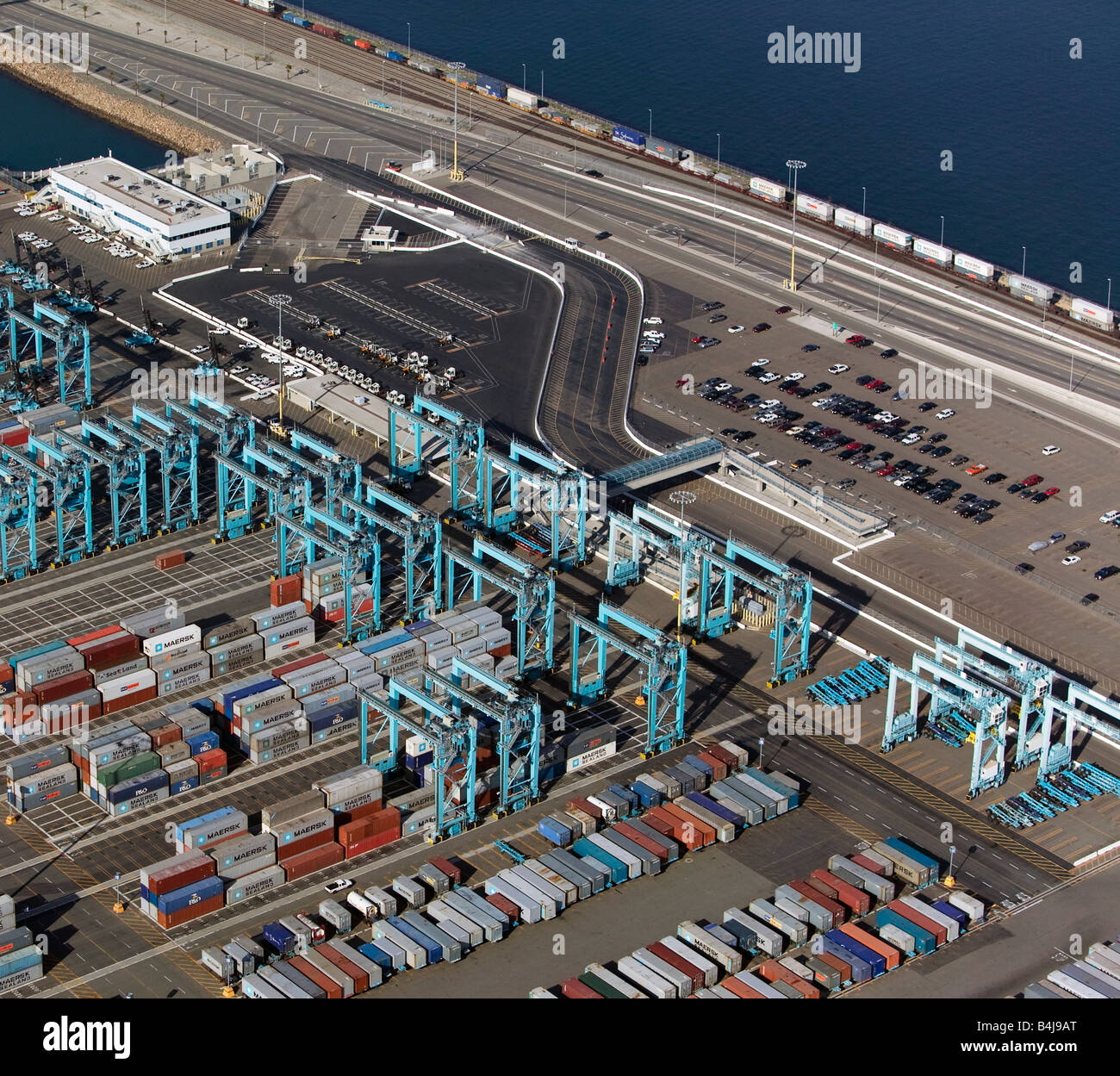 Antenne über dem Hafen von Long Beach Los Angeles Stockfoto
