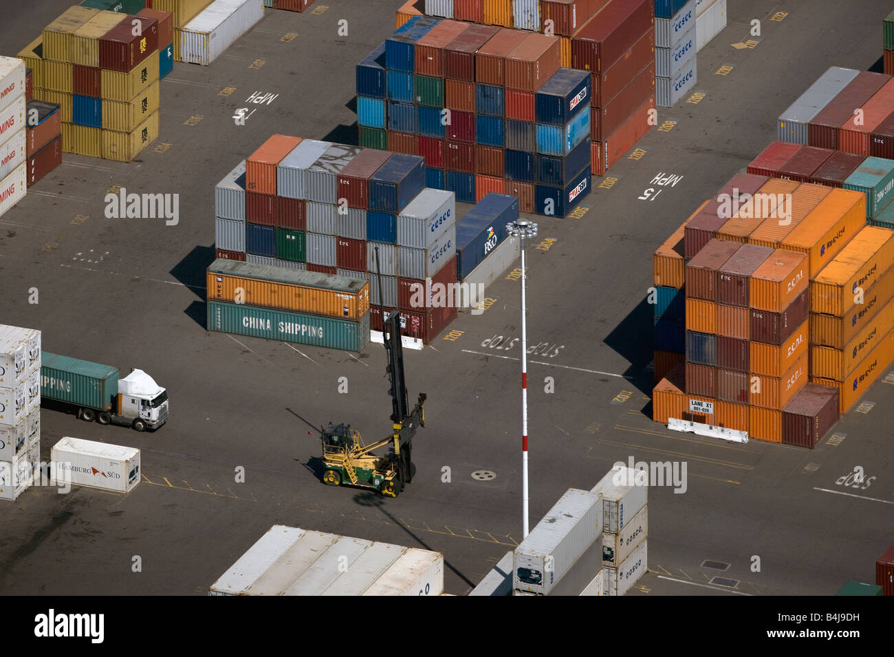 Luftaufnahmen über Container Hafen von Oakland Kalifornien Stockfoto