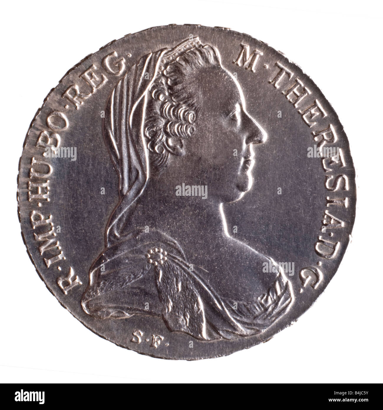 Maria Theresa Austrian Silber Thaler. Moderne Rückzündung von 1780 original. Vorderseite Stockfoto