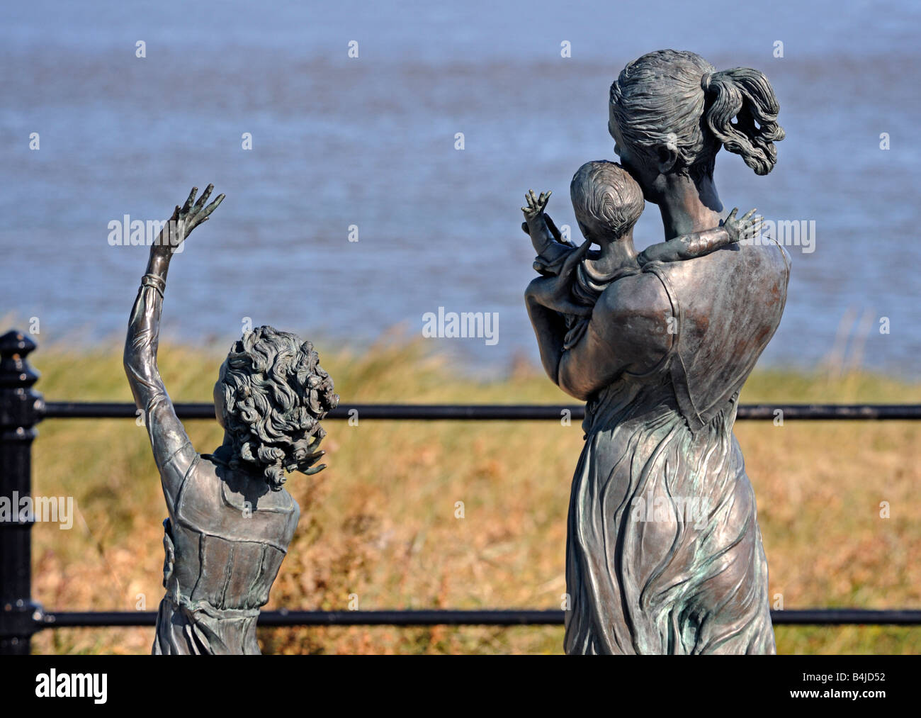 "Willkommen zu Hause", (Detail), Skulptur von Anita Lafford. Fleetwood, Lancashire, England, Vereinigtes Königreich, Europa. Stockfoto