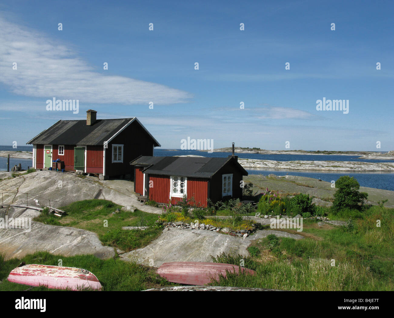 Ferienhaus auf einer Insel in den Stockholmer Schären Stockfoto