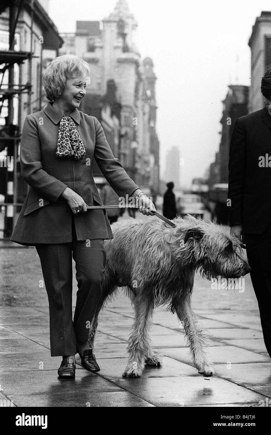 Googie Withers Schauspielerin mit irischer Wolfshund Kerry Stockfoto