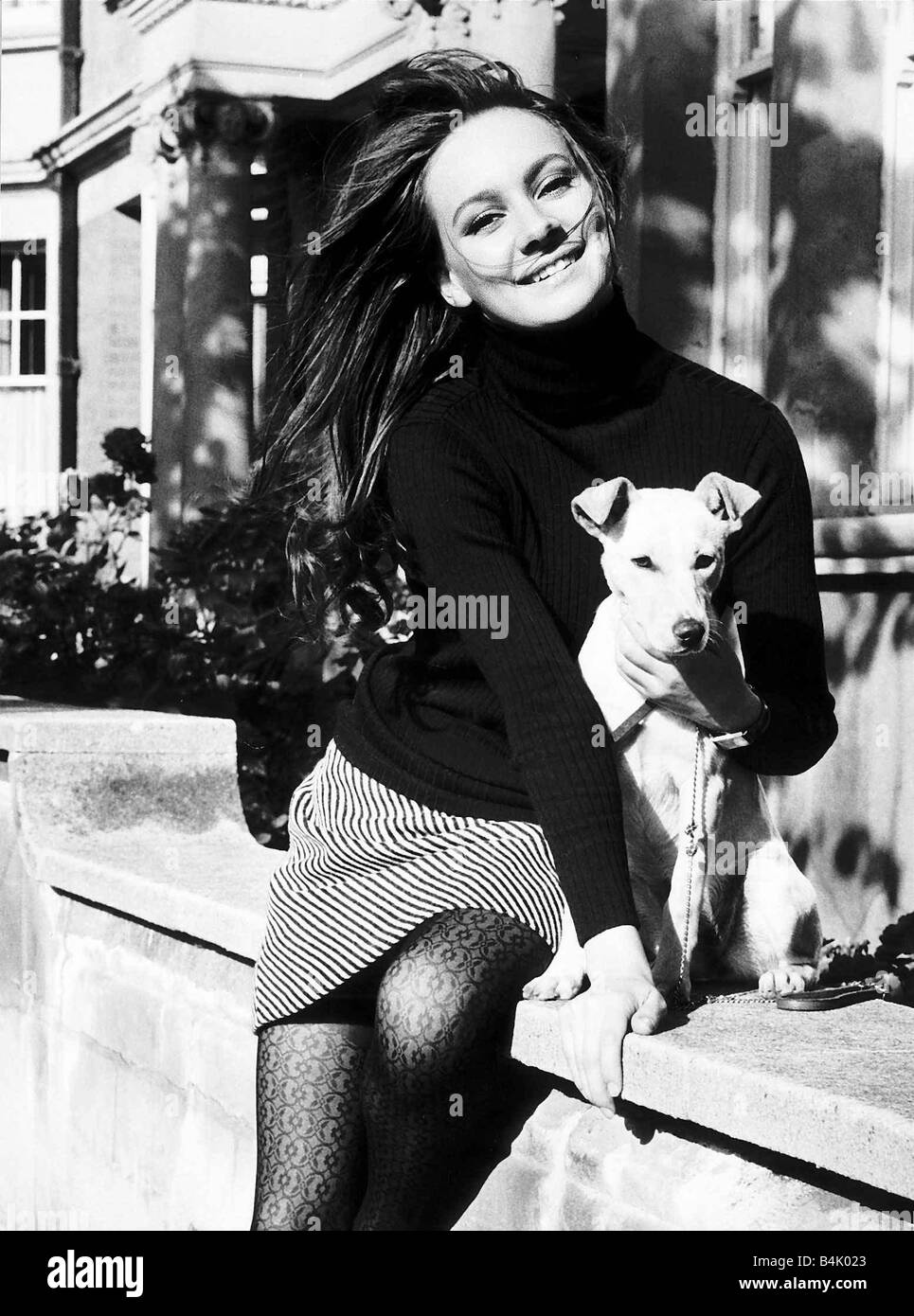 Francesca Annis Schauspielerin mit ihrem Hund-Tramp Stockfoto