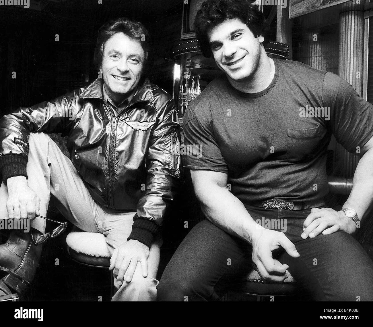 Lou Ferrigno Schauspieler der realen Incredible Hulk mit Bill Bixby, Dr. David Banister spielte, März 1980 Dbase Stockfoto