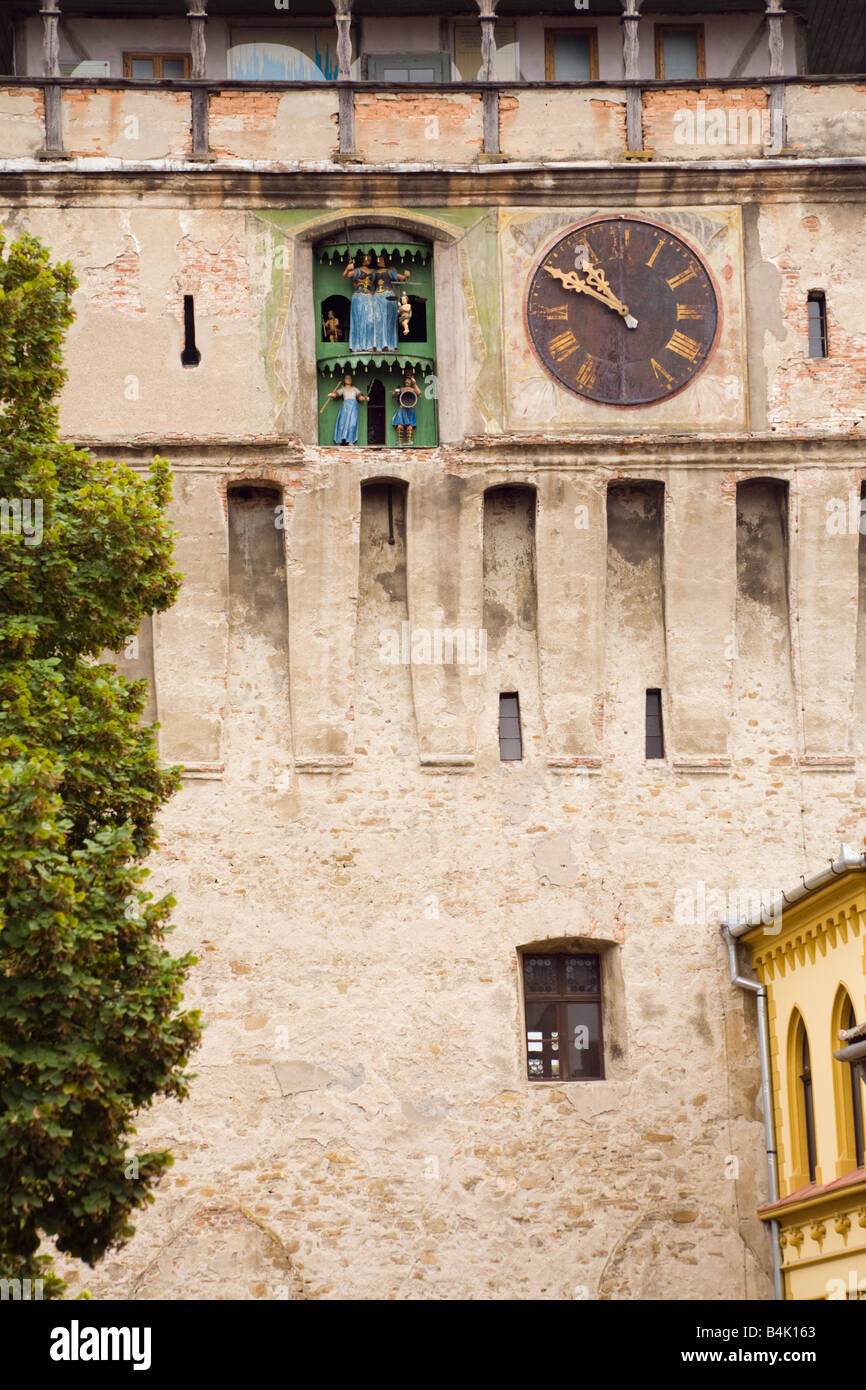 Sighisoara/Schäßburg Siebenbürgen Rumänien Europa Detail der Uhrturm Turnul cu Ceas in mittelalterlichen Zitadelle Stockfoto