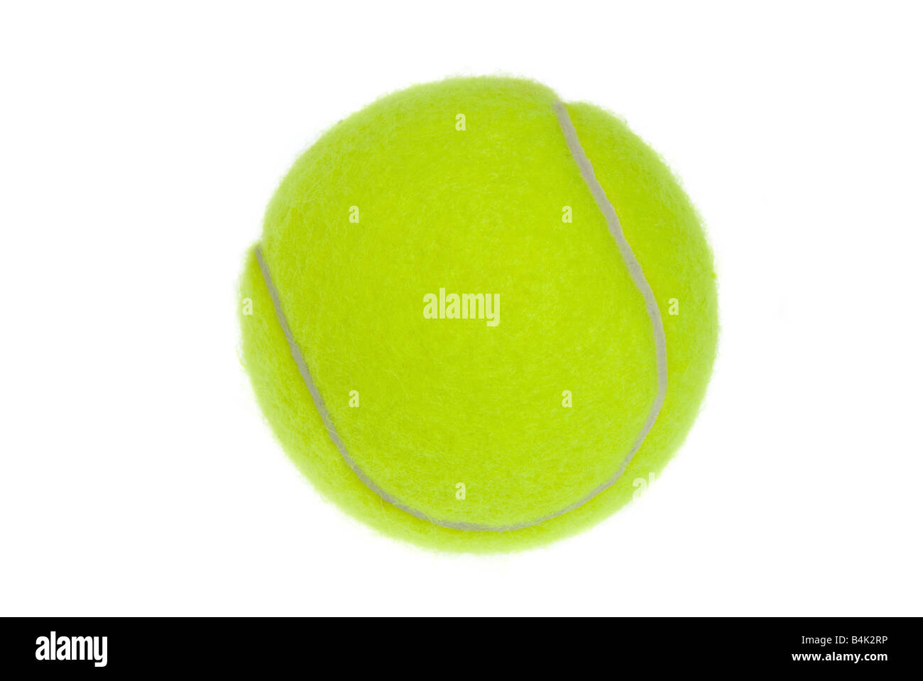 Einen neuen Tennisball vor einem weißen Hintergrund isoliert Stockfoto