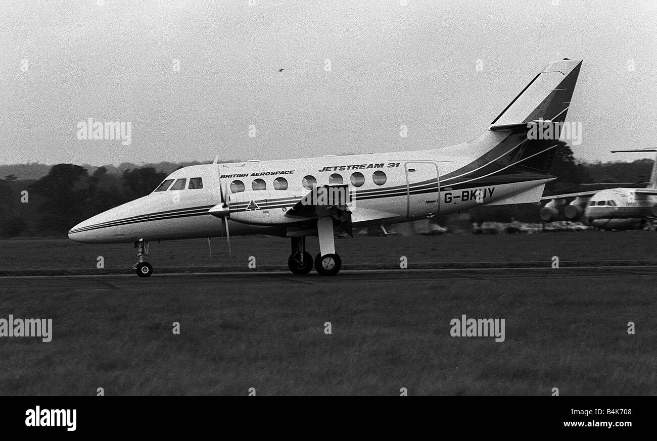 British Aerospace BAe Jetstream Flugzeug rollt Mai 1987 für einen Flug von BAe Hatfield in Hertfordshire LFEY003 Flight100 Stockfoto