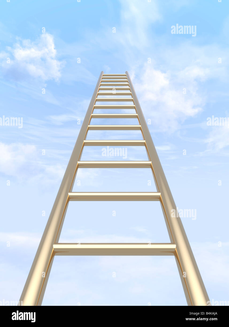 Goldene Leiter in blauen Himmel aufsteigt. Stockfoto