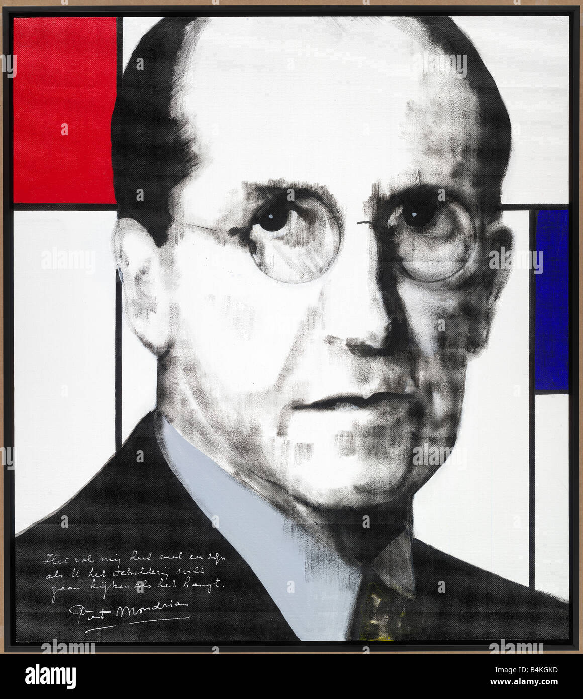 piet mondriaan niederlandischer maler malen 1872 1944 mit seinem ursprunglichen handschrift und unterschrift von nick oudshoorn gemacht stockfotografie alamy