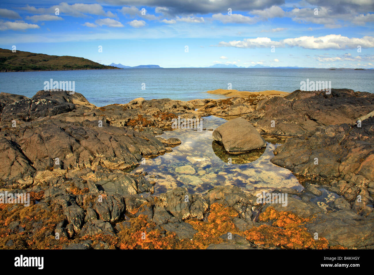 Strand Rock Pool, Singing Sands, Arivegaig, Kentra Bay, Ardnamurchan, Highlands, Schottland, UK Stockfoto