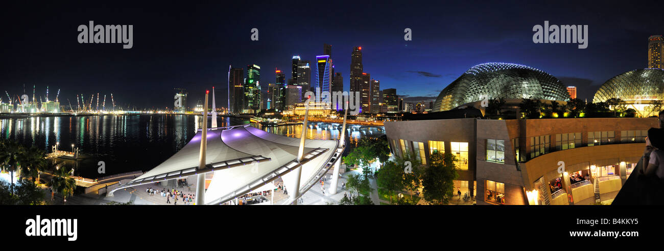Singapur Marina Bay Und Esplanade Theatres Panorama Stockfoto