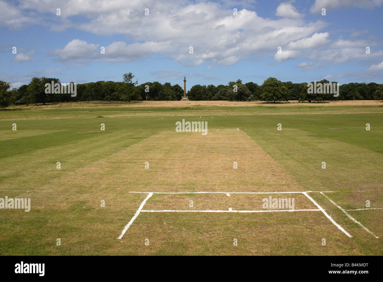 Gelände Cricket Pitch Holkham Hall Stockfoto