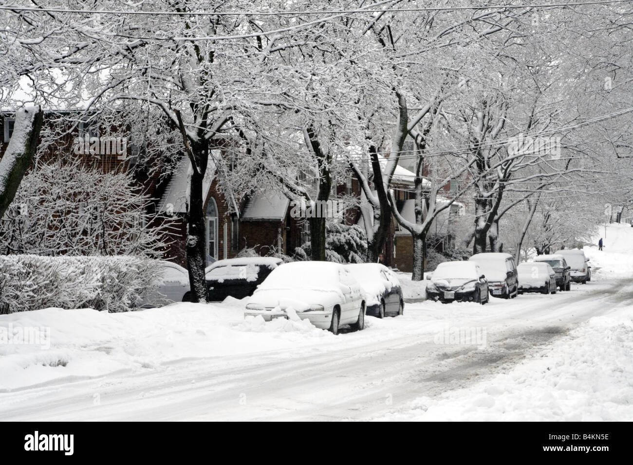 Toronto-Strasse, die von fallenden Schnee begraben am 1. Januar 2008 Stockfoto